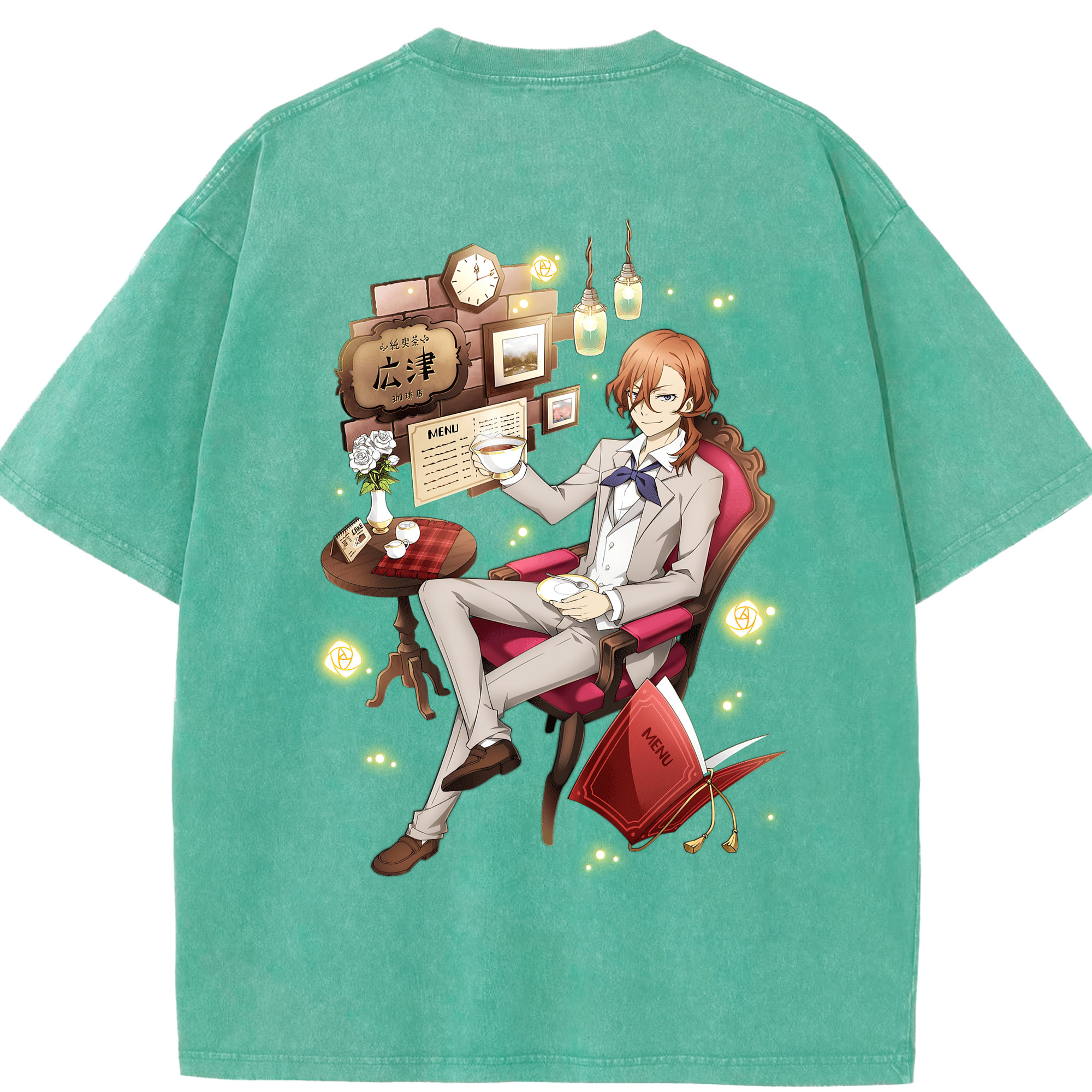 （画像用） 文豪ストレイドッグス Bungo Stray Dogs 綿100% ヴィンテージ風 半袖Tシャツ（背面プリント）